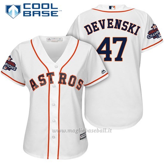Maglia Baseball Donna Houston Astros 2017 World Series Campione Chris Devenski Bianco Cool Base